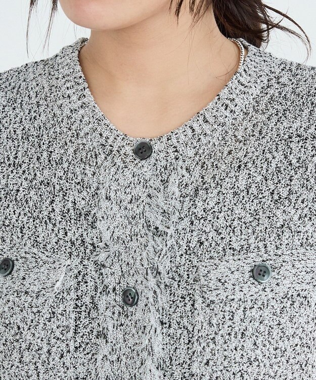 CRAFT STANDARD BOUTIQUE フリンジノースリーブニットプルオーバー Light Gray Mixture
