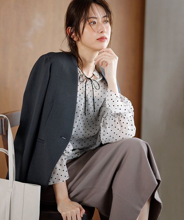 組曲 S 【WEB限定】ストライプジャガード タイトスカート カーキ系