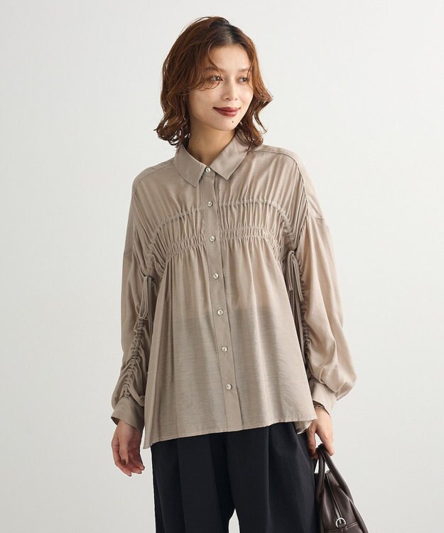 Green Parks ・ＥＬＥＮＣＡＲＥ　ＤＵＥ　シアーシャーリングシャツ Gray Beige