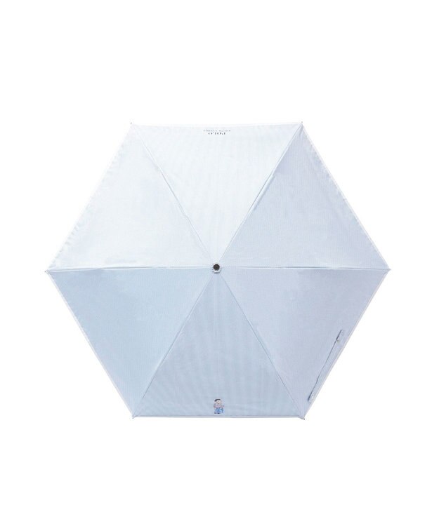 MOONBAT 【WEB限定】 POLO RALPH LAUREN（ポロ ラルフローレン） 晴雨兼用日傘 ワンポイントポロベア プリント 折りたたみ傘 ポーチタイプ 1級遮光/遮熱/遮光 サックスブルーストライプ
