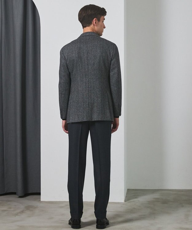 GOTAIRIKU 新色追加【一部ストレッチ】カシミヤブレンド 定番ツイードジャケット(25年モデル) グレー×ヘリンボーン