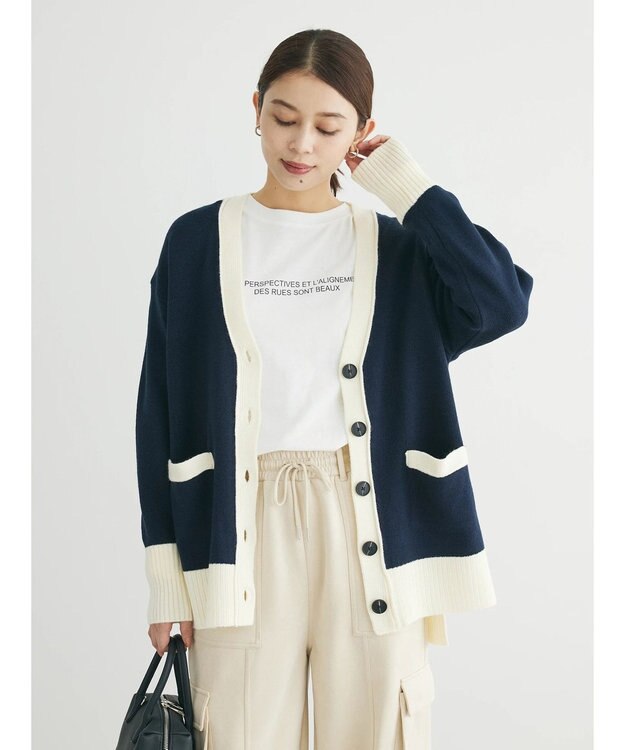 Green Parks 杢調Ｖネックカーディガン Navy