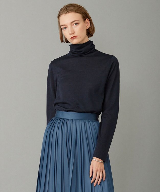 ICB 【洗える】 スムージータートル ニット ネイビー系