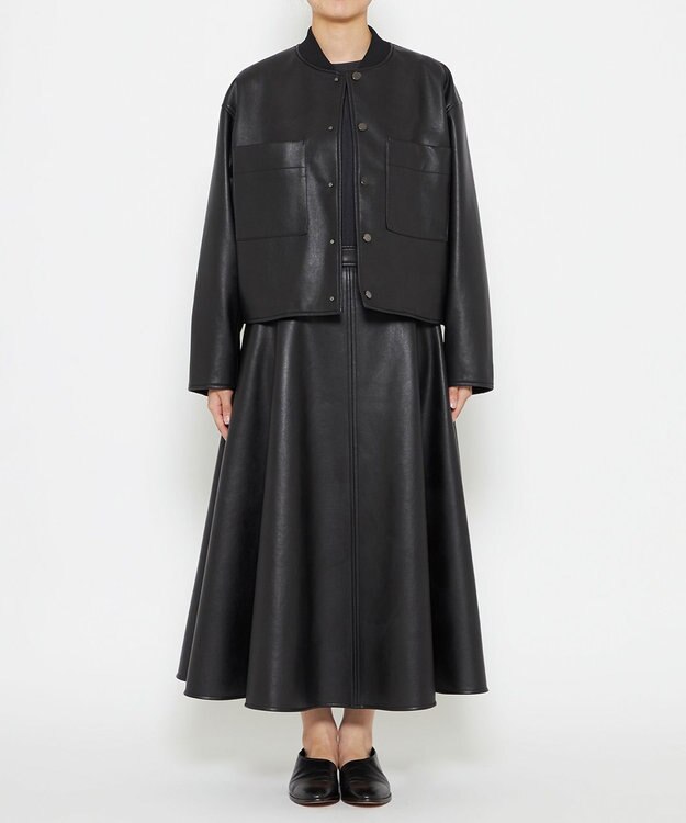 uncrave 【手洗い可】ウォッシャブルエコレザー スカート（uncrave WHITE） ブラック