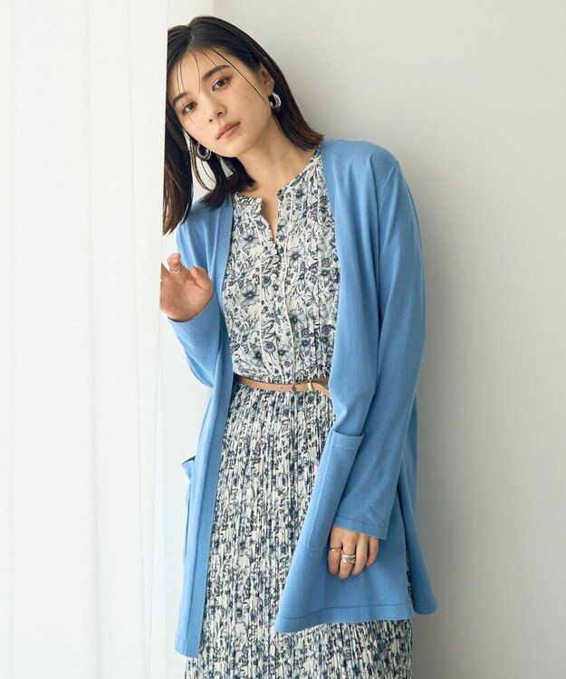 YECCA VECCA スリットミドル丈カーディガン Blue