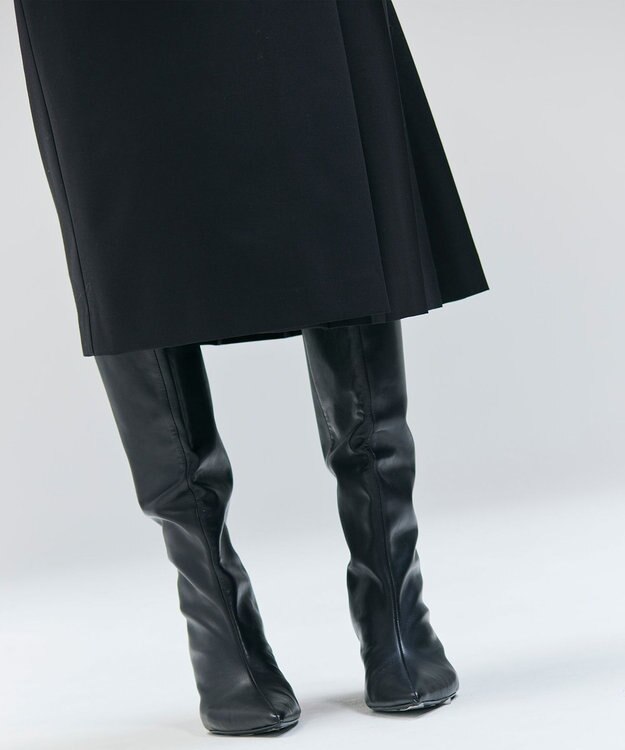 BEIGE， 【セットアップ対応・洗える・BAILA 11月号掲載】ZEPHYR / ウールライクアシンメトリープリーツスカート Black