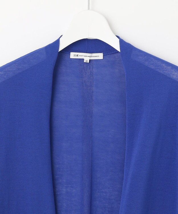 23区 L 【洗える】コットンアセテートギマ サマー ロングカーディガン ブルー系