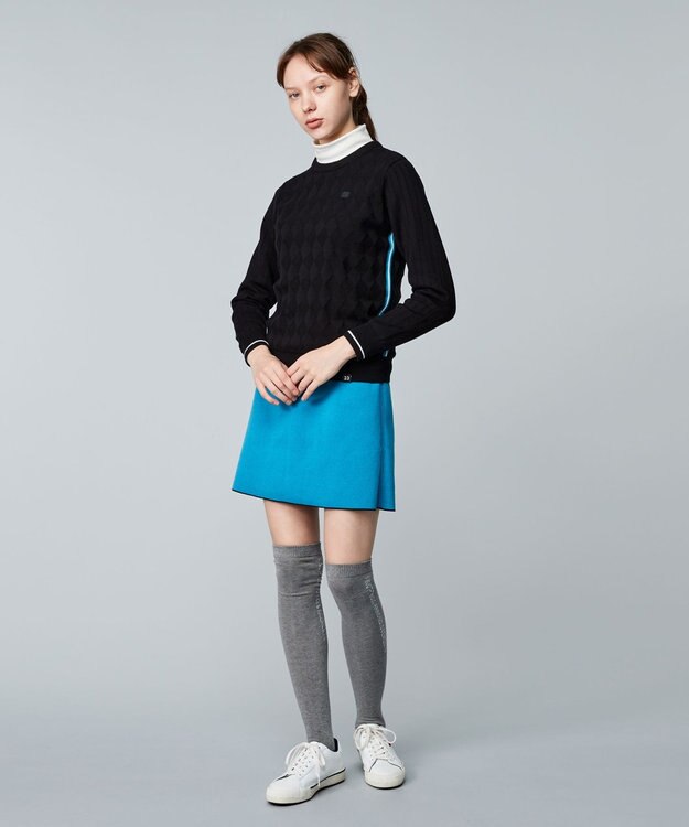 23区GOLF 嬉しいセット企画【ニット＋リバーシブルスカート】【WOMEN】 カラーニットアップ ブラック系
