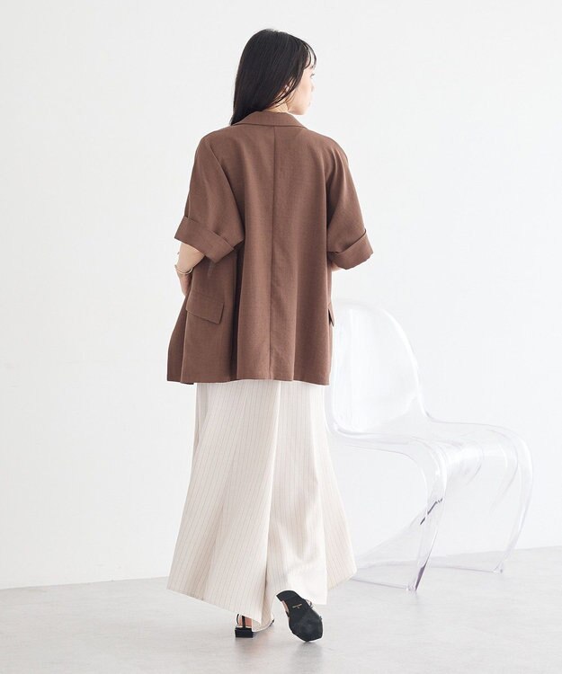 earth music&ecology 【セットアップ対応】キリカエフレアスカート Stripe Ivory