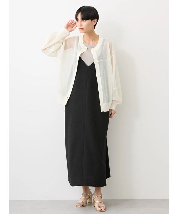 AMERICAN HOLIC 丈違いフクレジャガードキャミワンピース Black