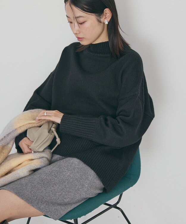 AMERICAN HOLIC モックネックコクーンニットプルオーバー Black