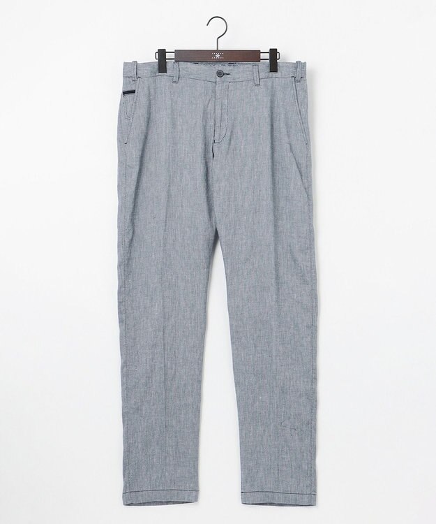 JOSEPH ABBOUD 【キングサイズ・ウエストも伸びる/ストレッチ】 リヨセルリネンムーブパンツ サックスブルー系