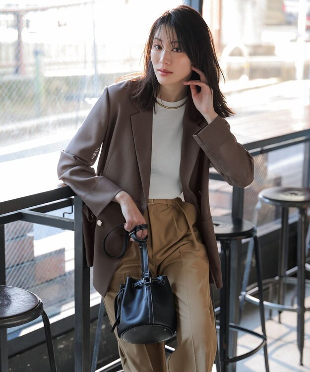 ANY SIS シアーメッシュ ダブルジャケット モカグレー