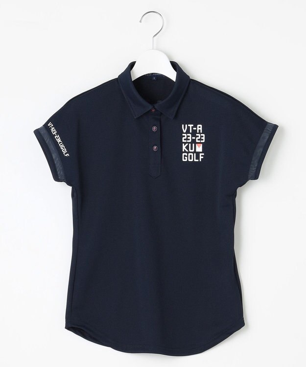 23区GOLF 【WOMEN】エイトロックカノコ カラーポロシャツ ネイビー系