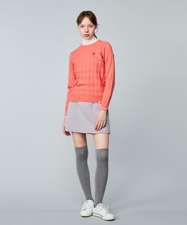 23区GOLF 嬉しいセット企画【ニット＋リバーシブルスカート】【WOMEN】 カラーニットアップ オレンジ系