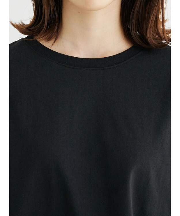 Green Parks ５分袖ドッキングバックスリットチュニック Black