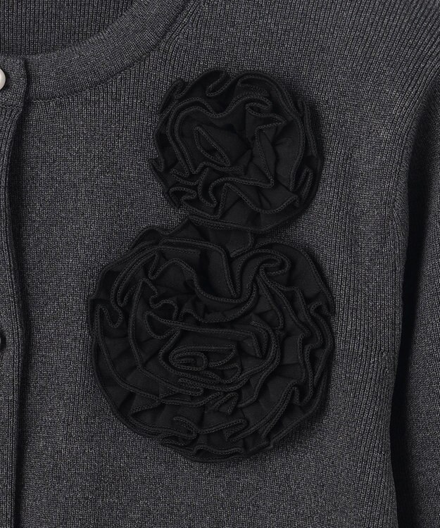 組曲 S 【組曲×setsuko sagittaire】ボンボンフラワーニット カーディガン グレー系