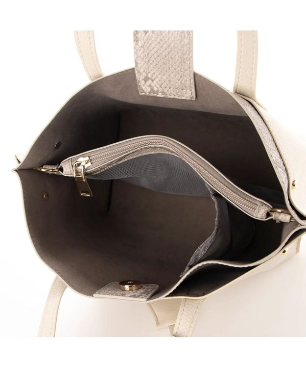 UNBILLION カシュカシュ cachechche / セパレートカラーパーテーショントート アイボリーパイソン