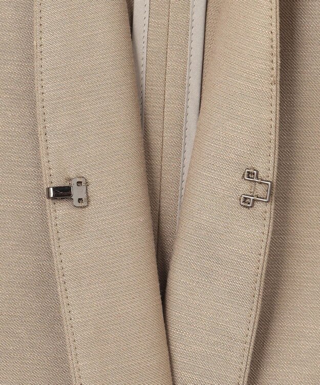 自由区 【XSサイズ～/洗える/セット可】キュプラリネンシャンタン ノーカラージャケット ベージュ系