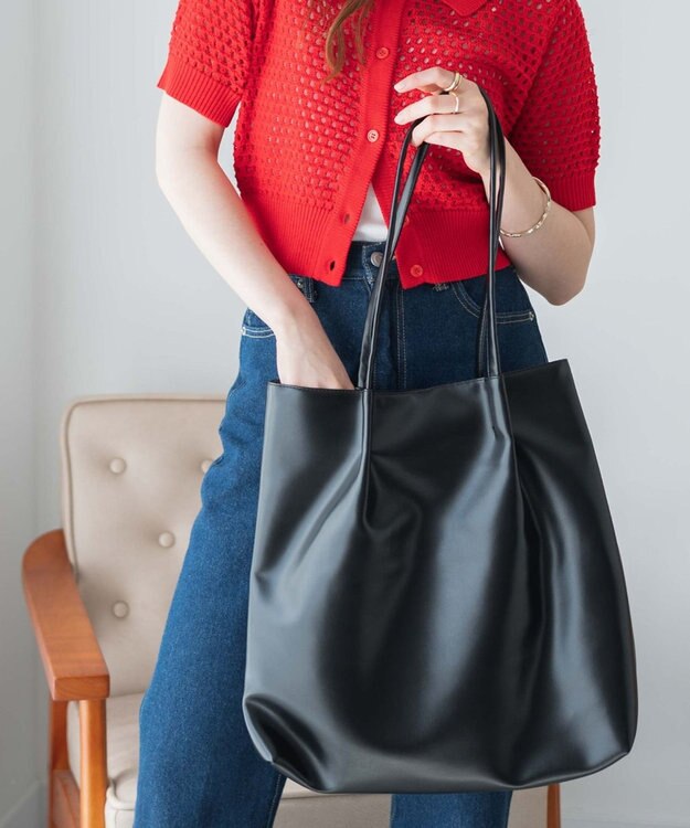 WEGO タックデザイントートバッグ ブラック