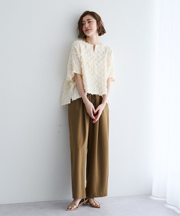 YECCA VECCA ジャガードフリンジブラウス Ivory