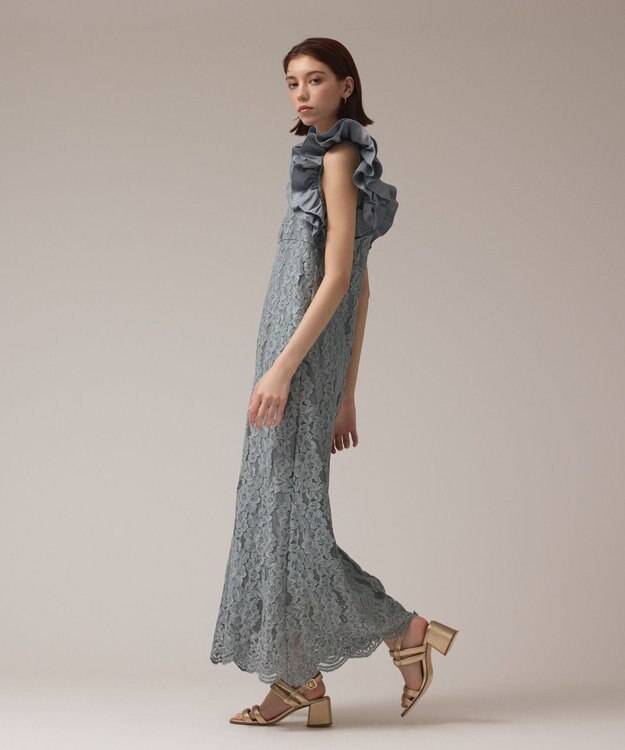 GRACE CONTINENTAL フリルレースワンピース ブルー