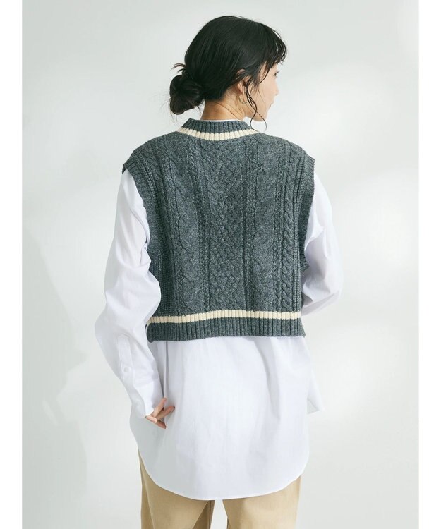 CRAFT STANDARD BOUTIQUE ２ＷＡＹケーブルニットベスト Gray