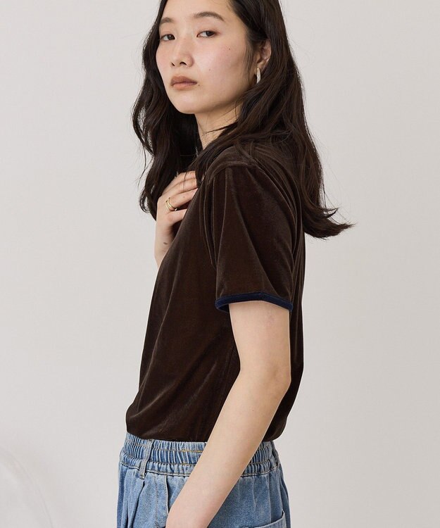 AMERICAN HOLIC シアーベロア配色プルオーバー Brown