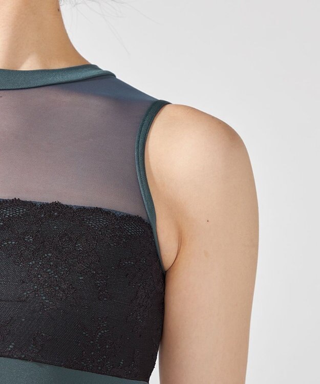 Chacott ハイネックレオタード ボトルグリーン