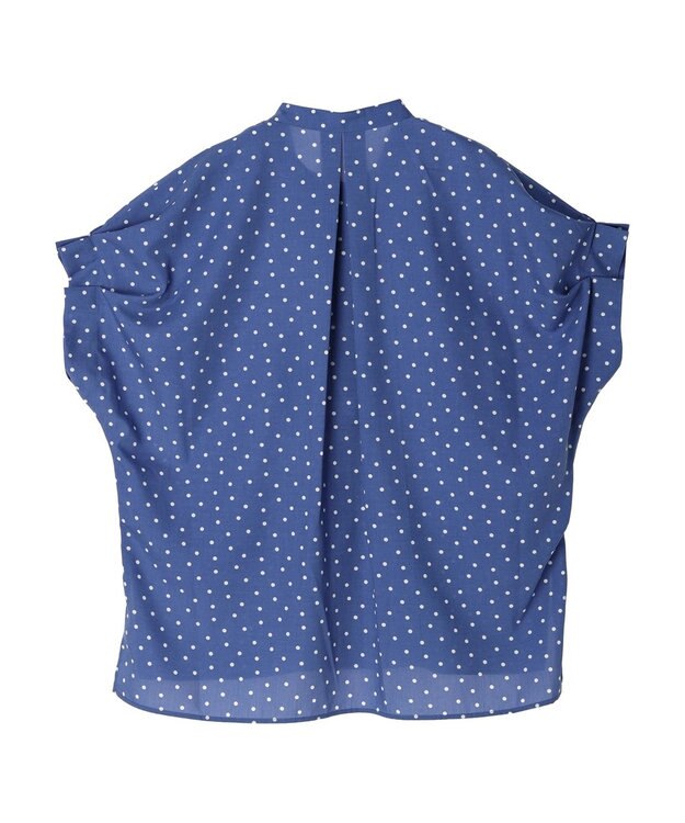 Green Parks ドット柄タックスリーブブラウス Blue