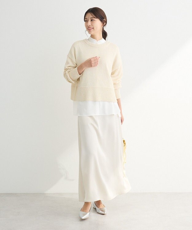 Green Parks ・Ｐｅｔｉｔ　Ｆｌｅｕｒ　サテンフレアスカート Off White