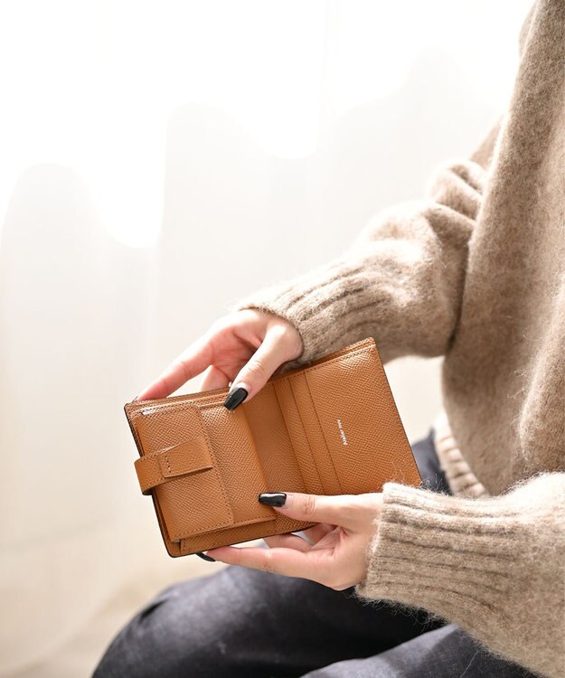 Atelier nuu 日本製 本革 バイカラーnoble 二つ折れウォレット アイスグレー×キャメル