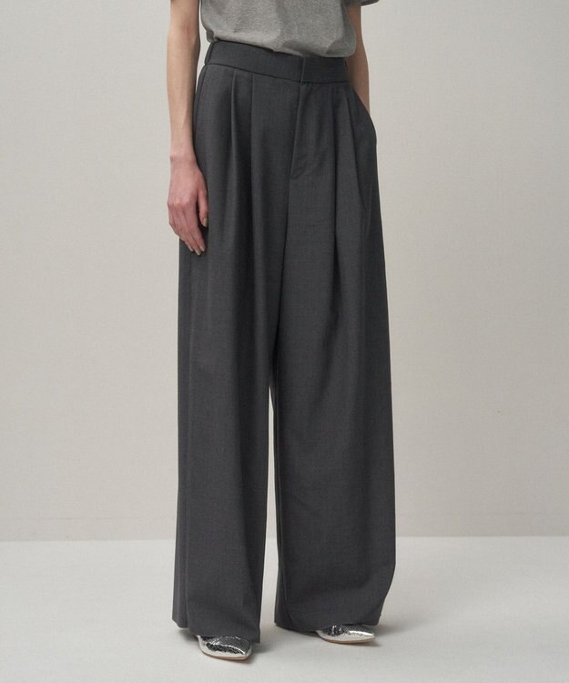 ATON WOOL TROPICAL | ワイドイージーパンツ GRAY