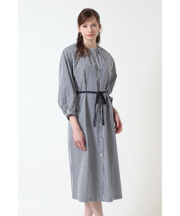 DAKS コットン ギャザーワンピース ネイビー