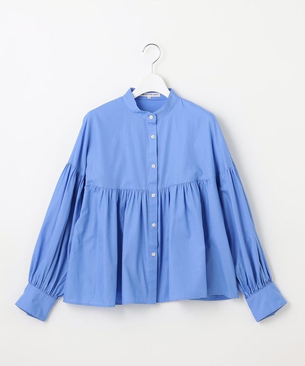 23区 S 【洗える】CANCLINI ギャザー フレア ブラウス サックス系