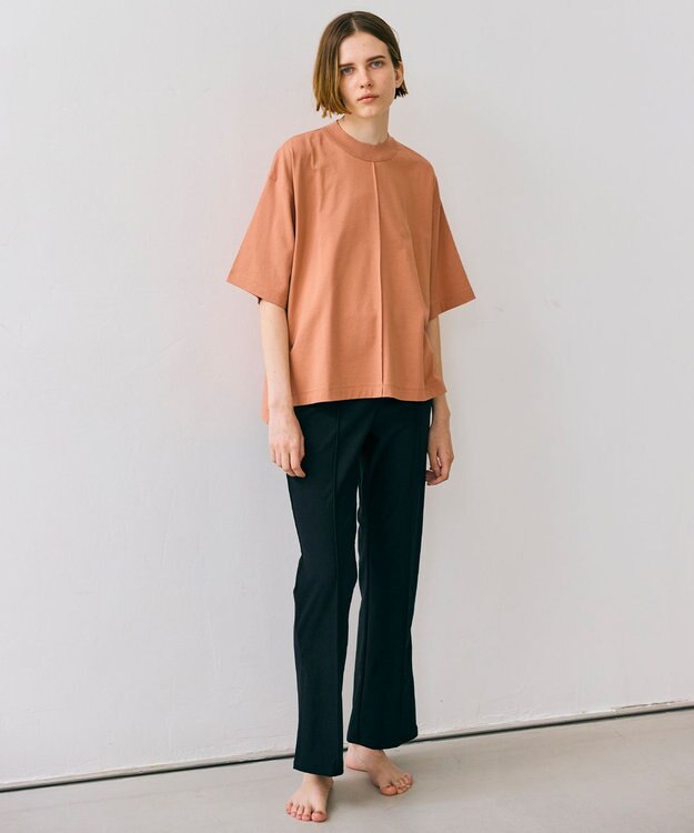 BEIGE， 【BEIGE,ecru/WEB限定・洗える】JERSEY STITCH / コットンハーフスリーブトップス Nude camel
