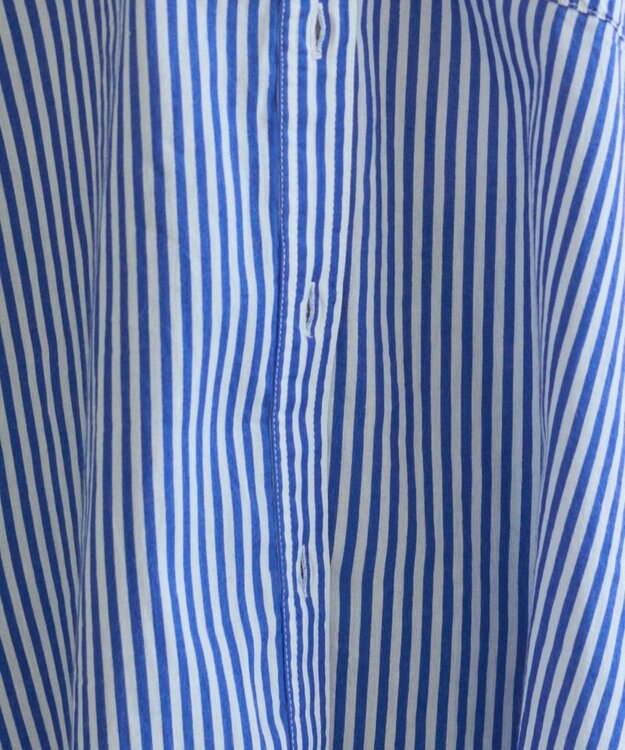 WEGO 着丈が選べる オーバーサイズ バンドカラー シャツ / ストライプ / 無地 ブルーストライプ