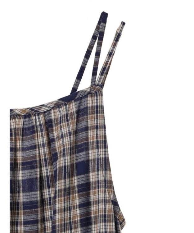 earth music&ecology マドラスチェックキャミワンピース Navy