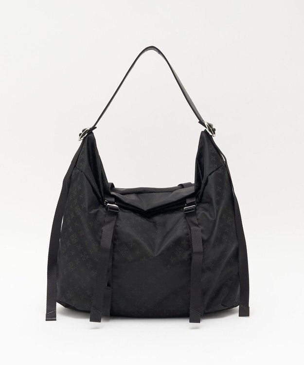 russet ナイロンジャガードメタルバックルショルダーバッグ L(CE-1656) Trv-Black