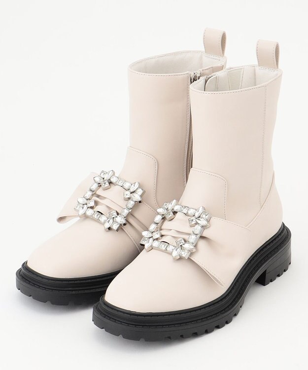 TOCCA 【晴雨兼用】SQUARE BIJOUX RAINBOOTS ブーツ ホワイト系