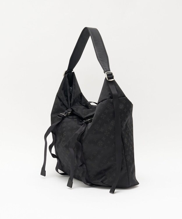 russet ナイロンジャガードメタルバックルショルダーバッグ L(CE-1656) Trv-Black