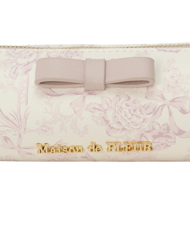 Maison de FLEUR フラワーガーデン柄合皮ロングポーチ Pink