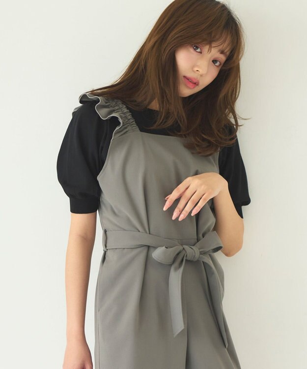 Feroux 【接触冷感・UVカット・洗える】クルーネックハーフスリーブ プルオーバー ブラック系