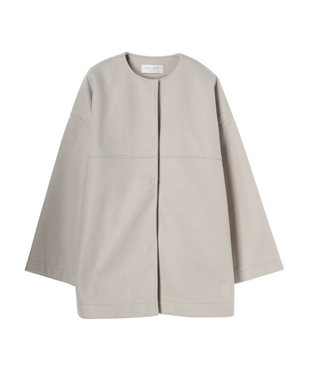 Green Parks 洗えるノーカラーショートコート Light Beige