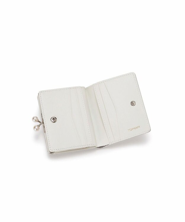 TOPKAPI 【TOPKAPI】シュリンクレザー パール がま口 二つ折り 財布 シルバー