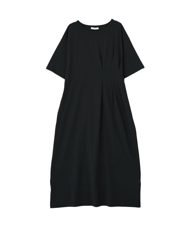 Green Parks 半袖タックカットワンピース Black