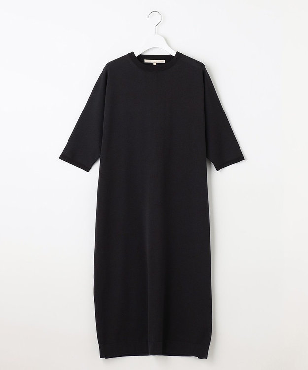 自由区 【洗える】シャインハイゲージ ドルマンスリーブワンピース ネイビー系