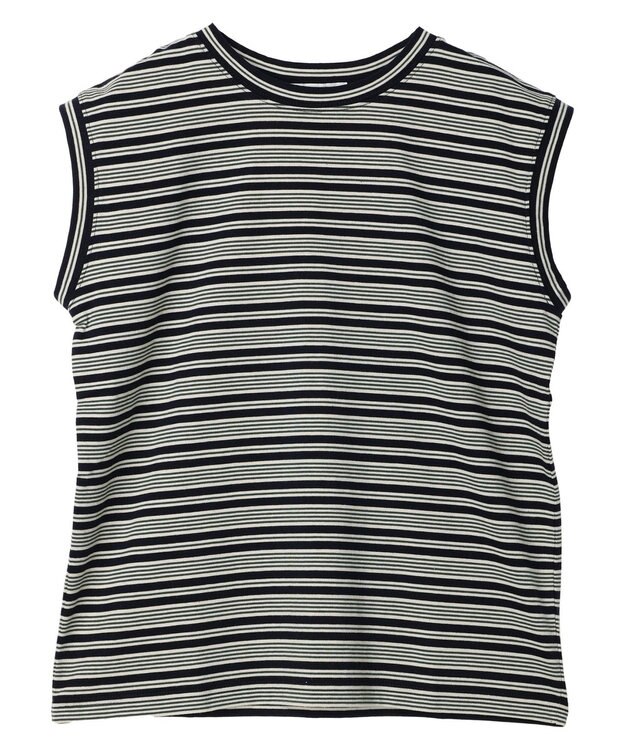 AMERICAN HOLIC マルチボーダーノースリーブカットプルオーバー Navy