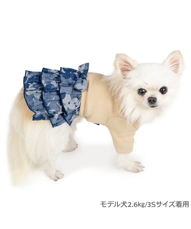 PET PARADISE J.PRESS ジャガード スカートつなぎ 小型犬 グレー×ベージュ