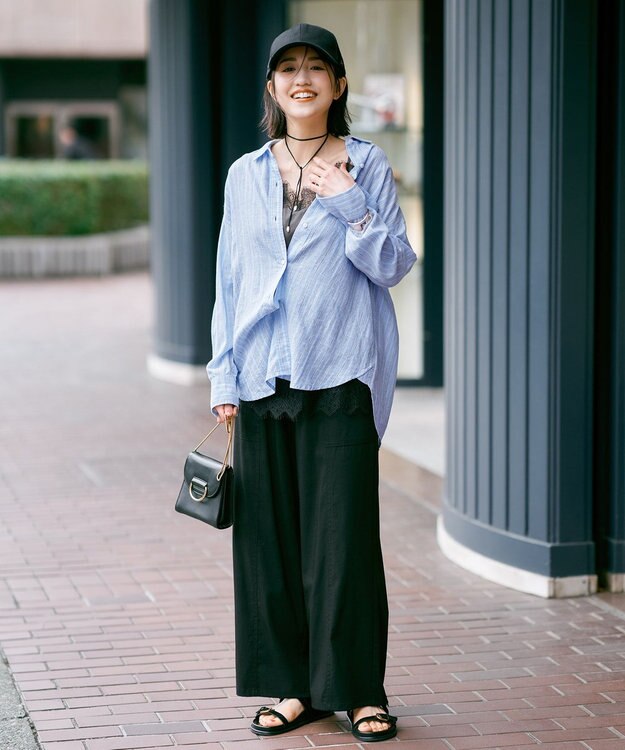 ANY 【Sサイズあり】ヨーロピアンリネンオーバーシャツ ライトブルーストライプ